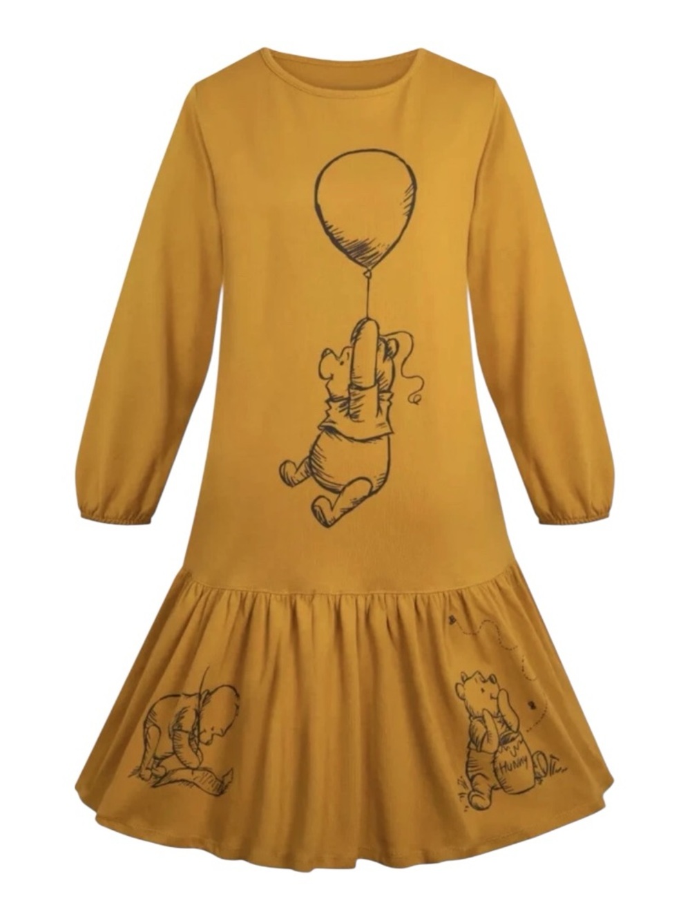 Disney Winnie the Pooh Honey Yellow Balloon Shirt Dress Women’s Medium